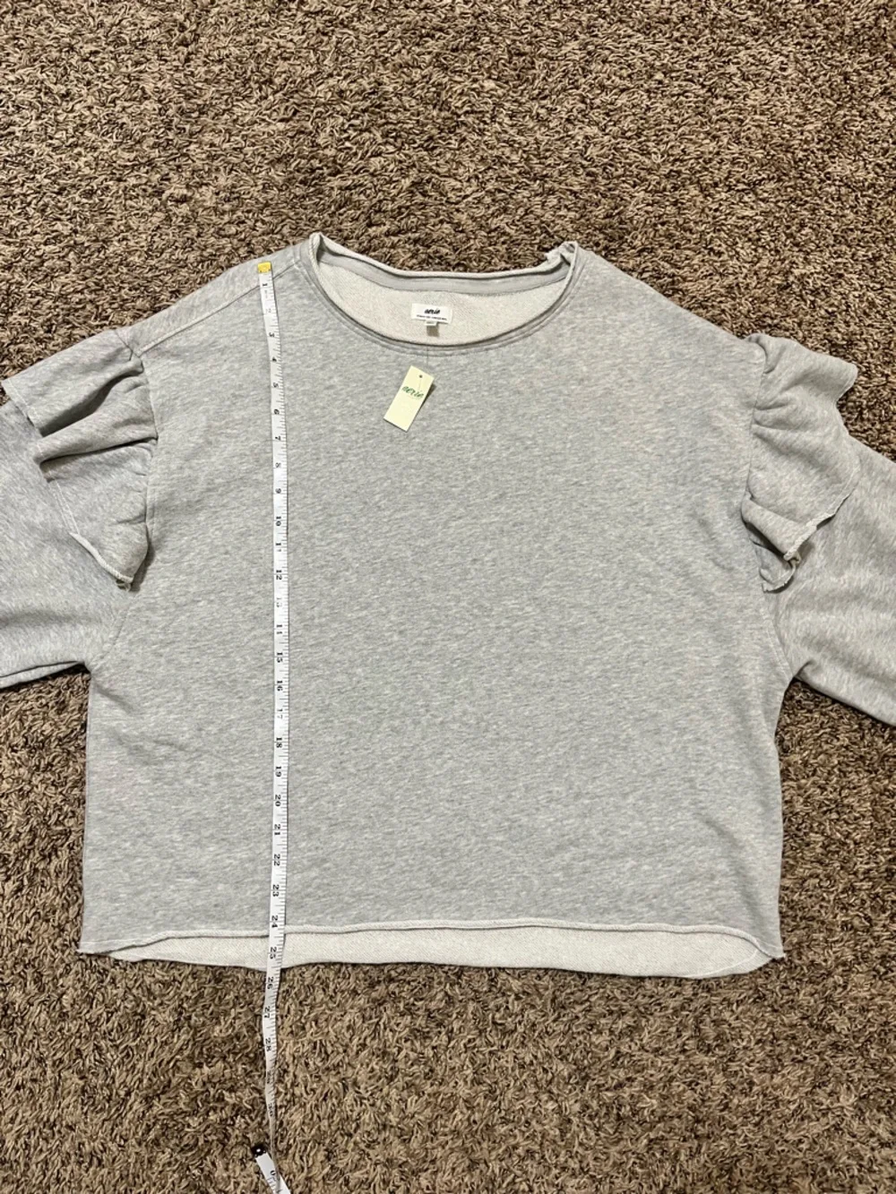 New! NWT aerie Light Gray Ruffle Sleeve Sweatshirt - Picture 7 of 7